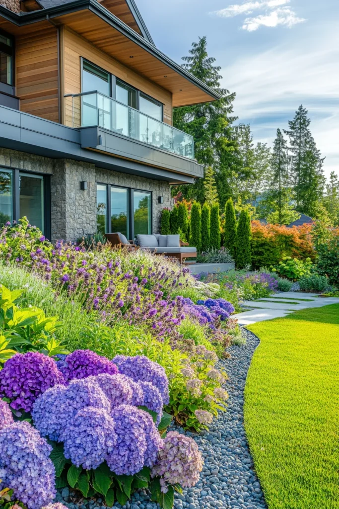 Mix Flowering Plants with Evergreens