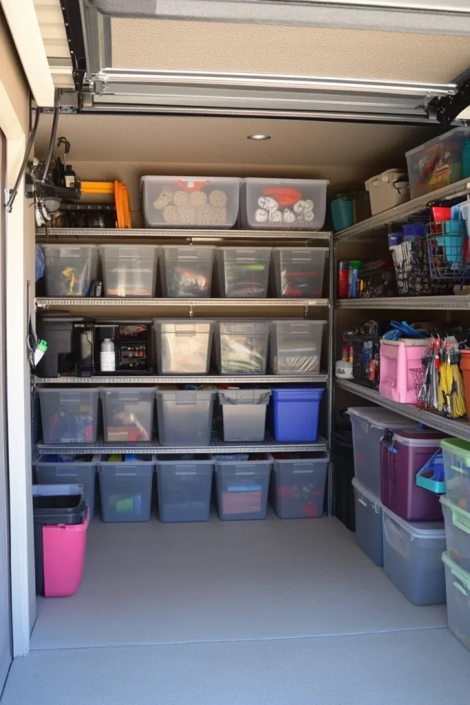 Utilize Clear Storage Bins with Labels