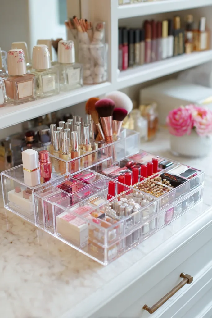 Acrylic Organizers on Open Shelving