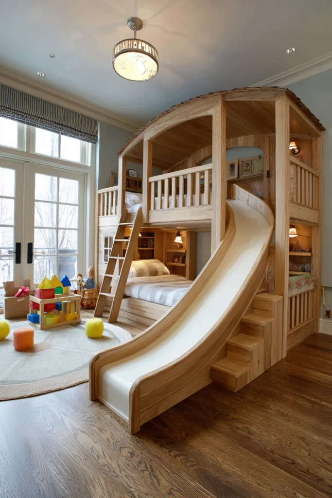 Bunk Beds with Slide and Play Area