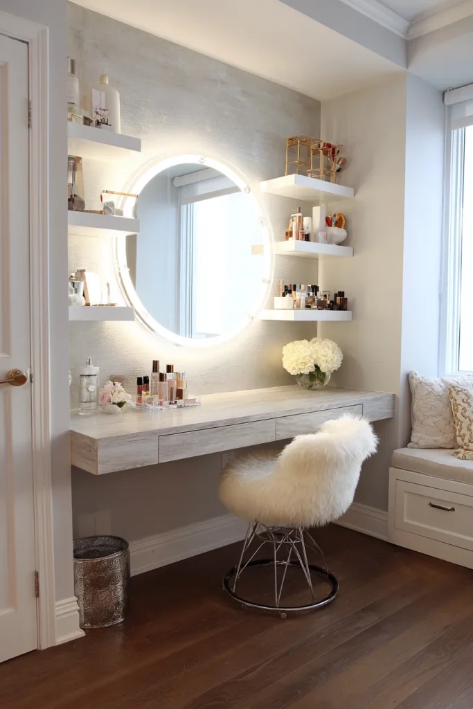 Floating Vanity with LED Mirror