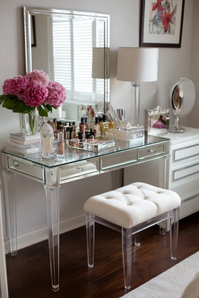 Minimalist Vanity with Glass Table