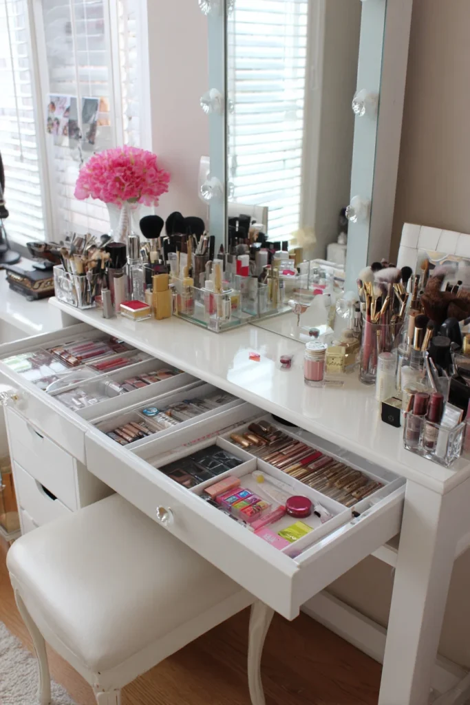 Vanity Table with Drawers and Dividers