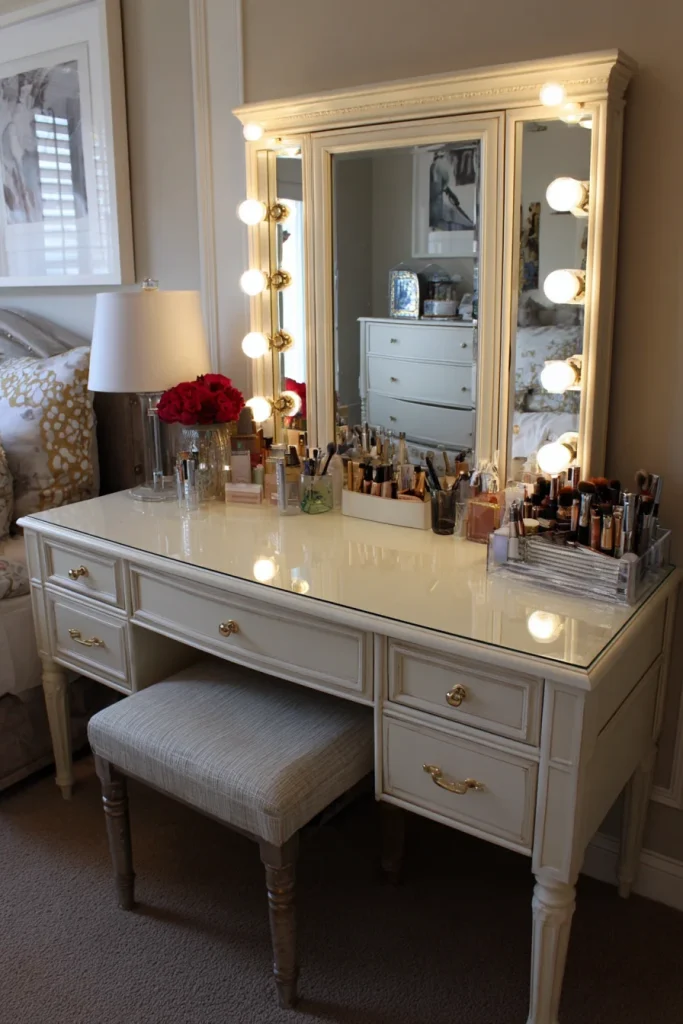 Vanity with Lighted Mirror Cabinet