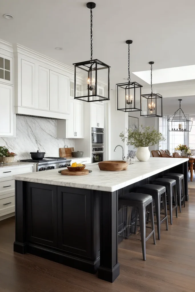 Black Kitchen Island as a Focal Point
