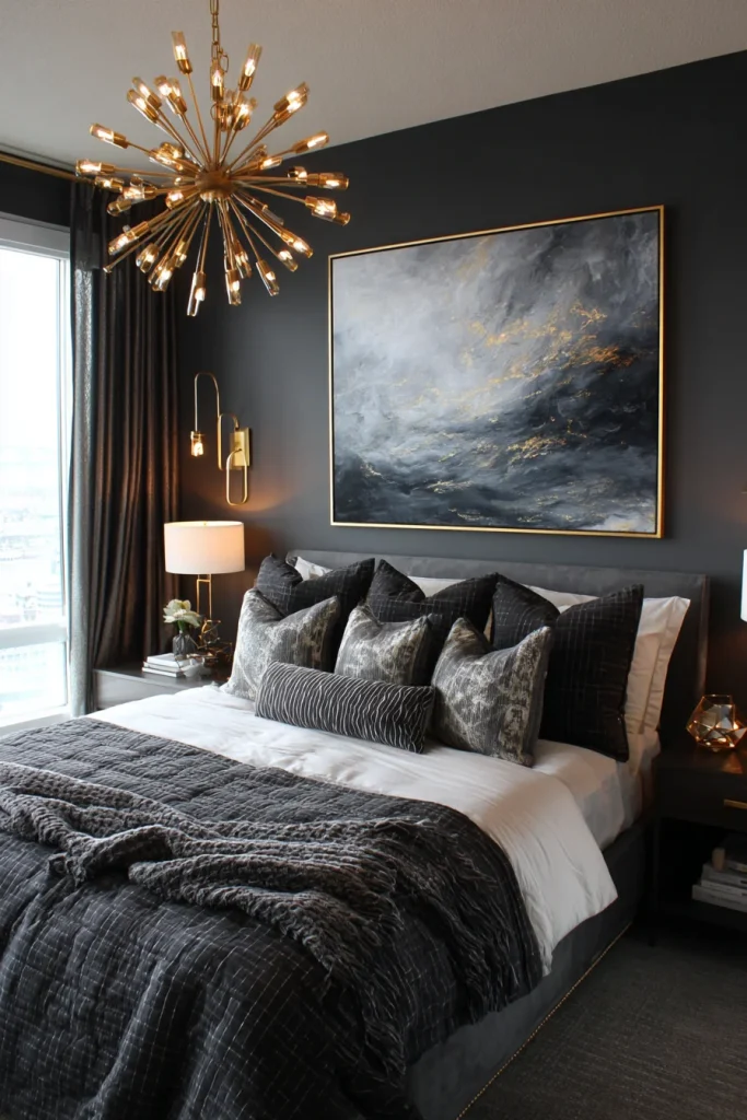 Charcoal Walls with Gold Accents
