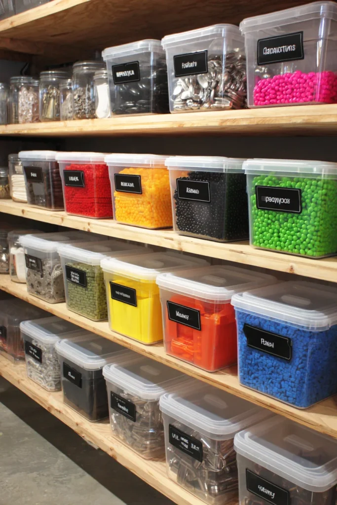 Clear Bins with Labels