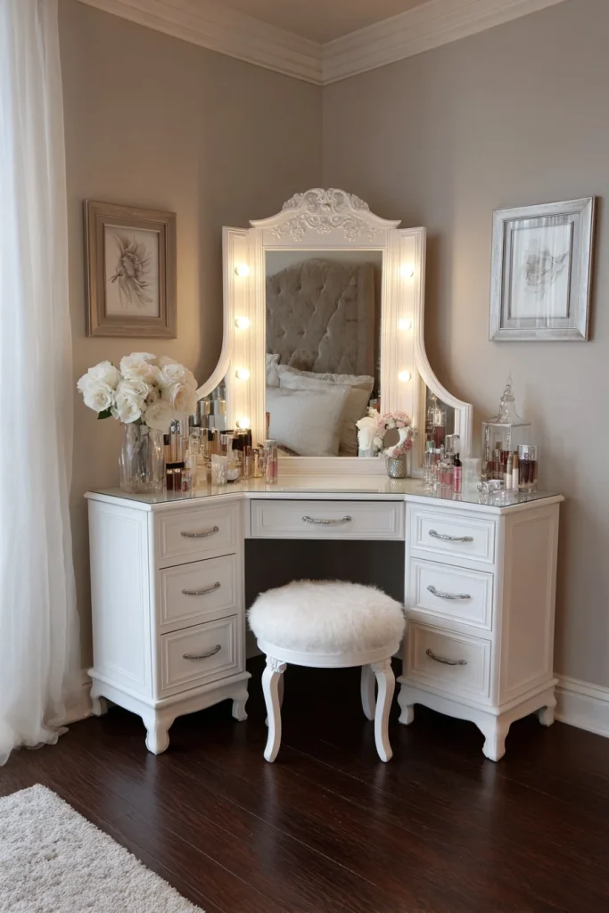 Corner Vanity for Space Saving