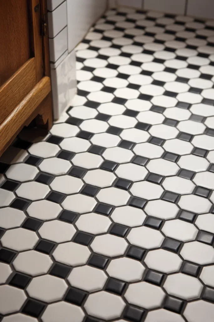 Hexagon Tiles with Grout Contrast