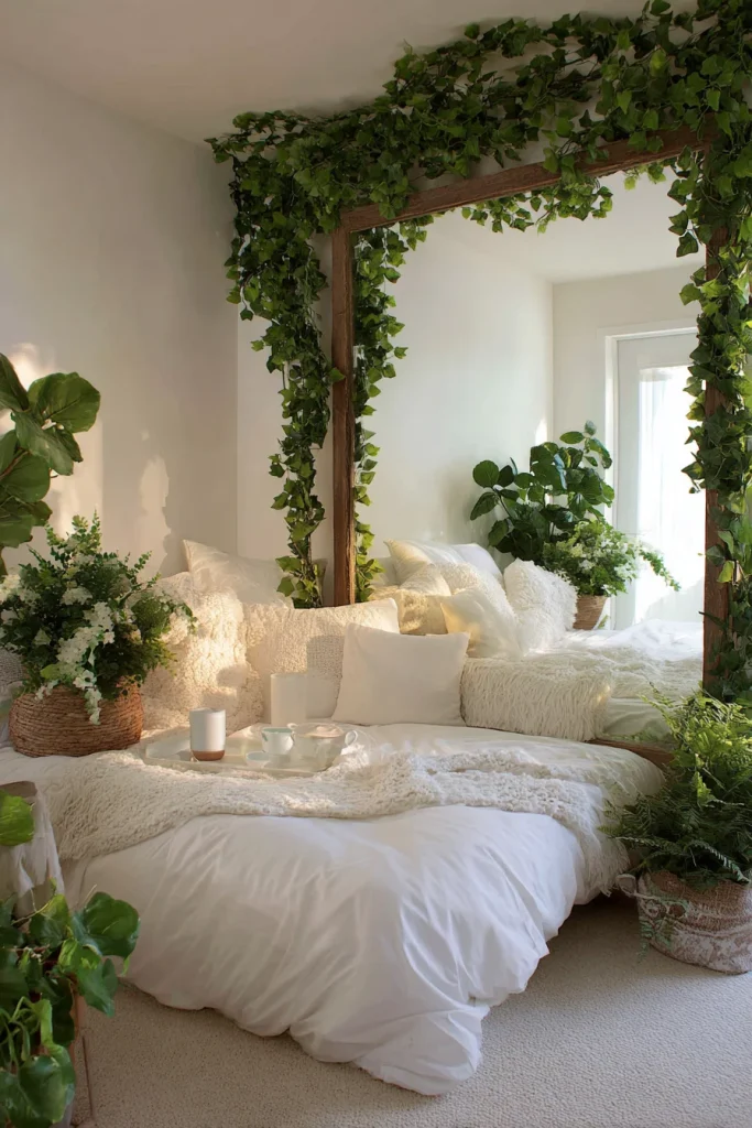 Leaf-Wrapped Mirror Frame