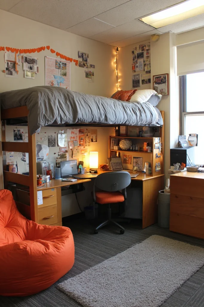 Loft Bed with Desk Setup