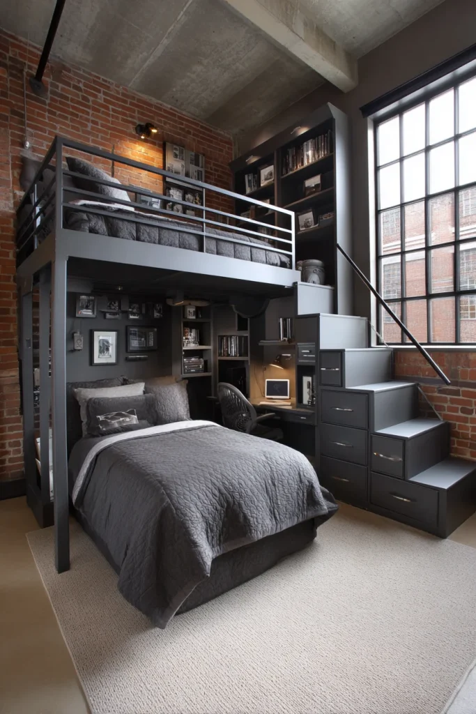 Modern Loft Bed with Storage