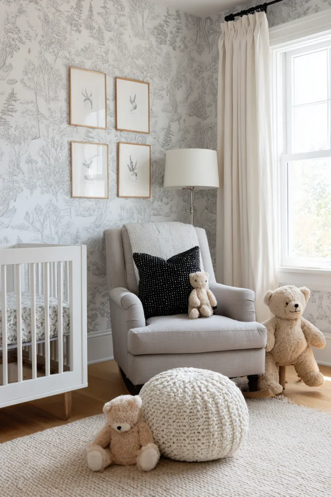 Neutral wallpaper accents