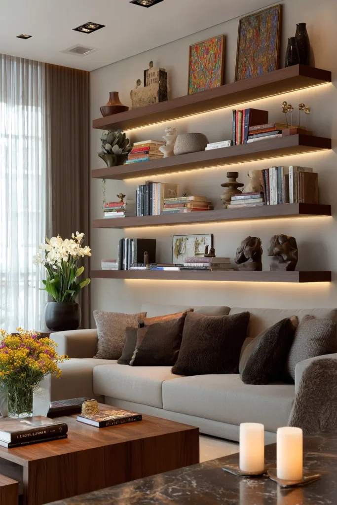 Open shelving accents