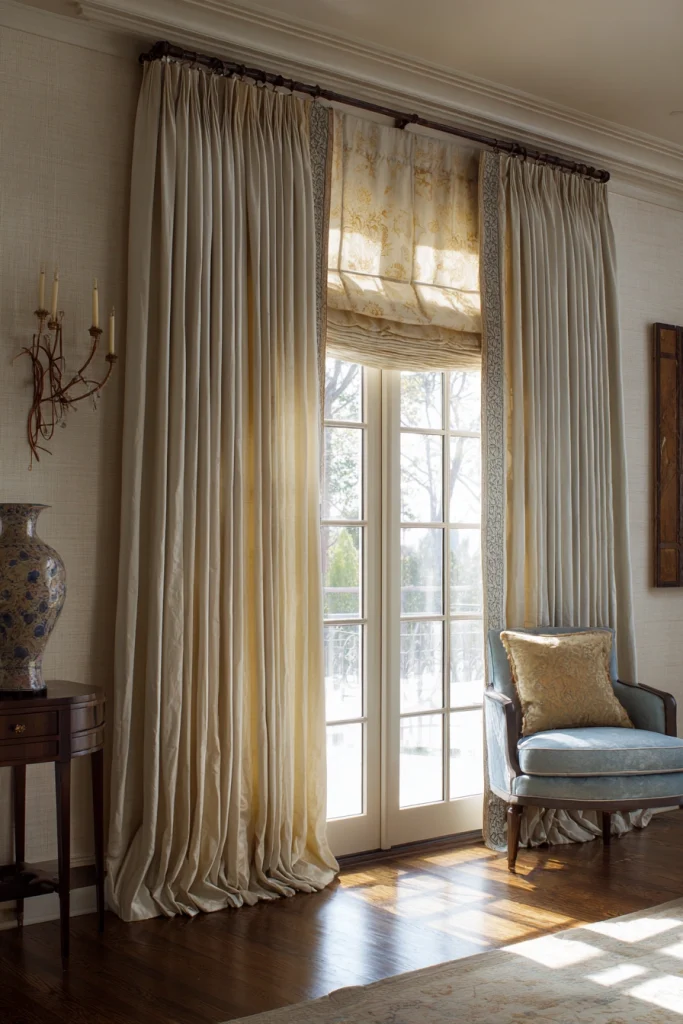 Roman Shades with Drapes