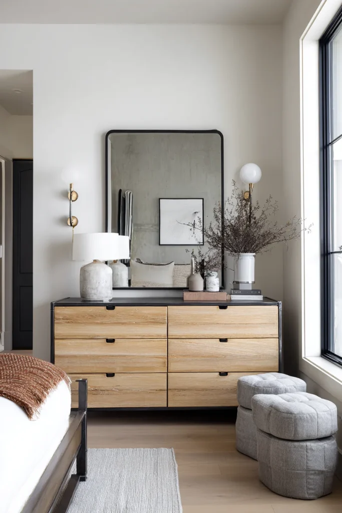 Rustic Wood Vanity with Metal Accents