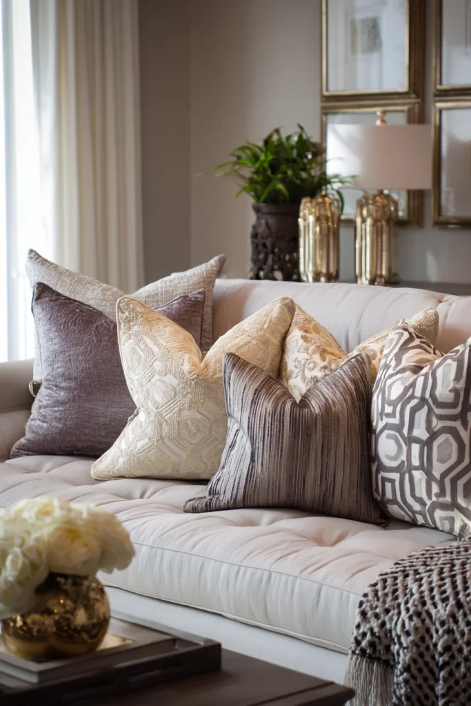 Textured throw pillows