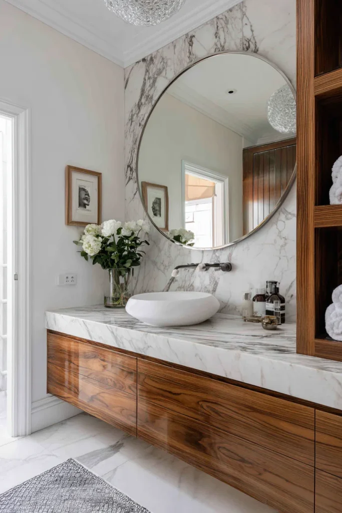 Use a Large Round Mirror for Depth