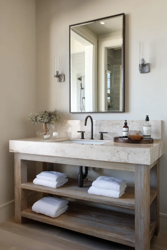 Vanity with Open Shelving