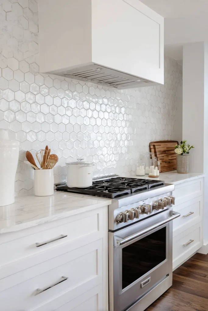 White Hexagon Mosaic Tiles
