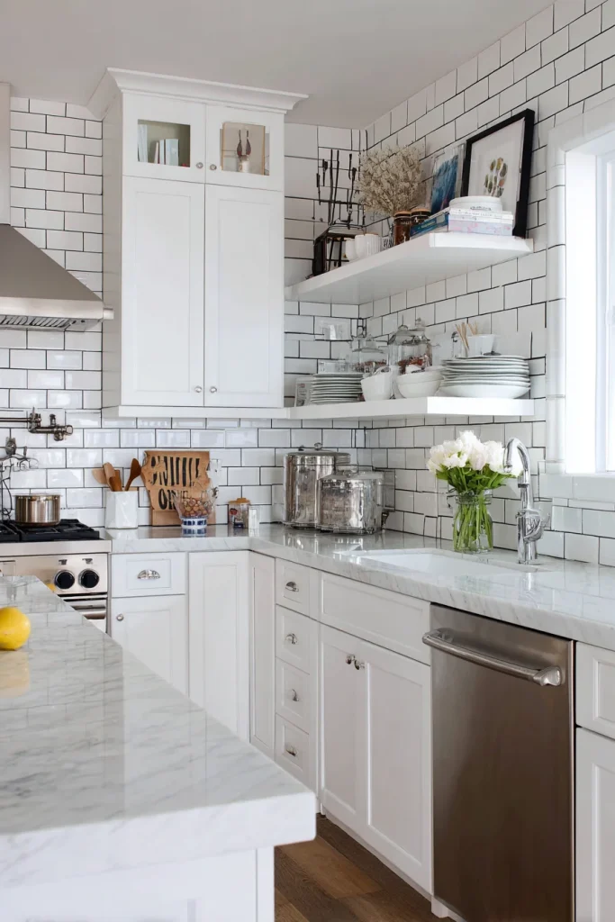 White Tile with Dark Grout