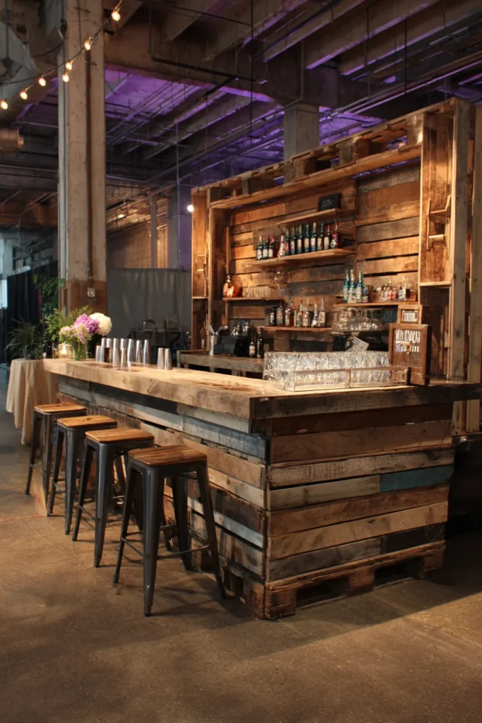 Wooden Pallet Bar Backdrop