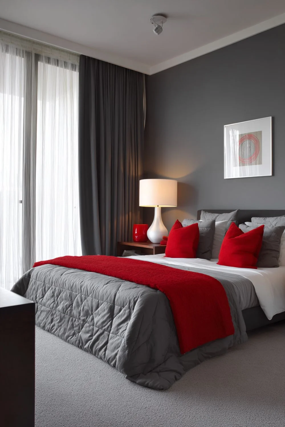 grey and red bedroom ideas