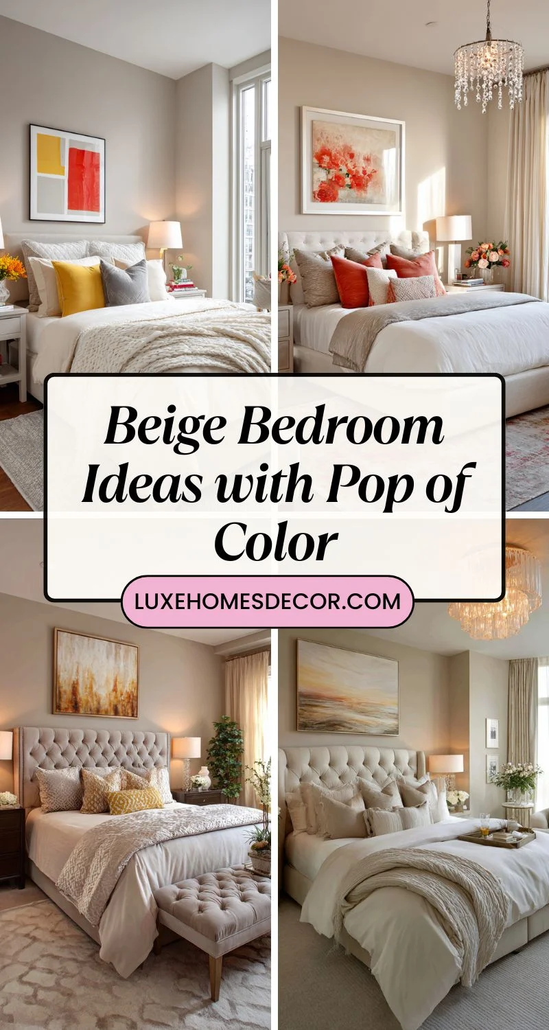 Beige Bedroom Ideas with Pop of Color