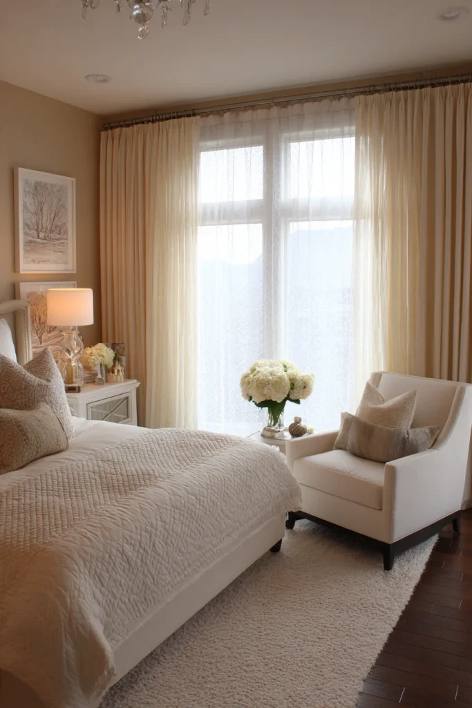 Beige Curtains with White Sheers