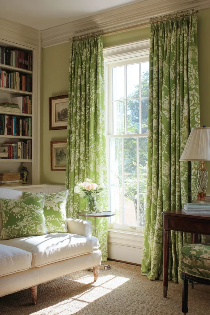 Block Print Green Drapes