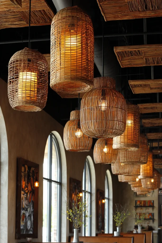 Boho Rattan Light Fixtures