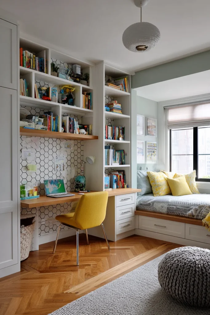 Built-In Desk and Shelves