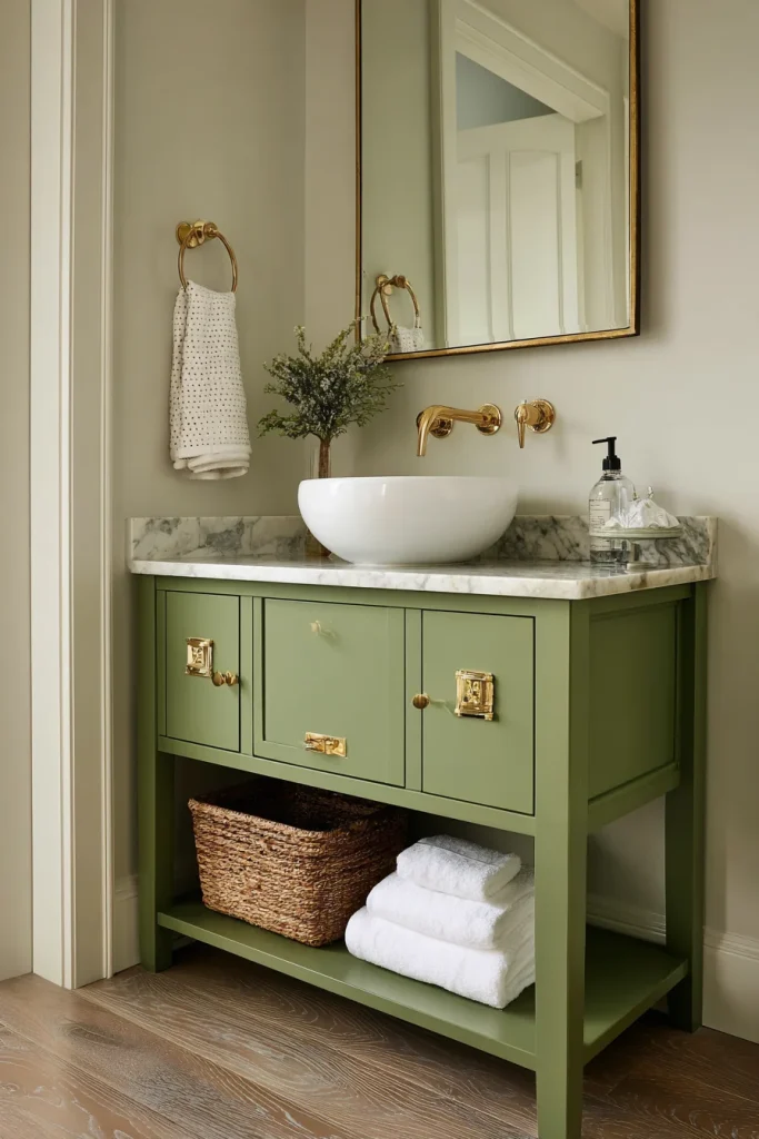 Green Vanity with Open Storage