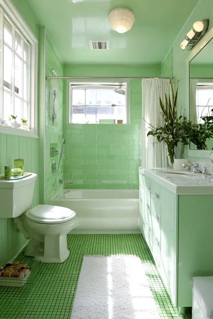 Green and White Tiles
