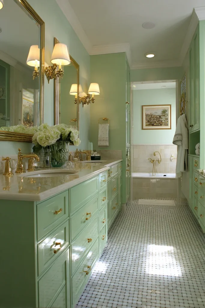 Green with Gold Fixtures