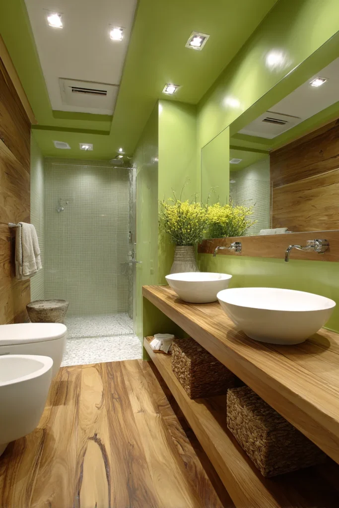 Green with Natural Wood