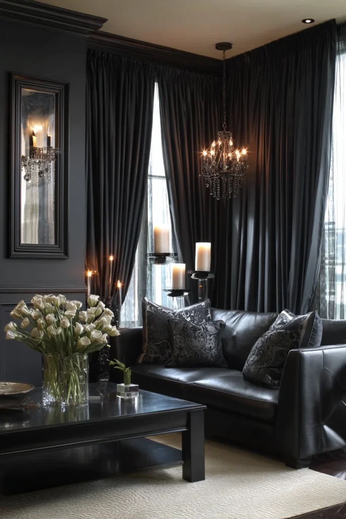 Patterned Black Curtains