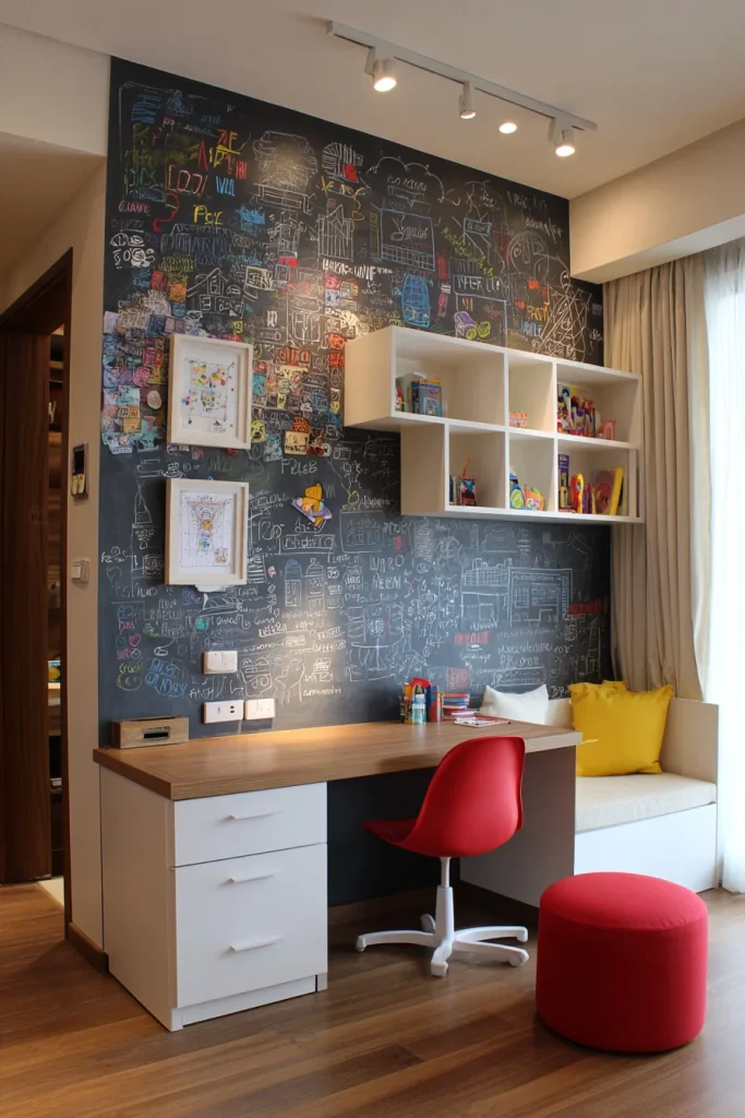 Study Table with Chalkboard or Whiteboard Backdrop